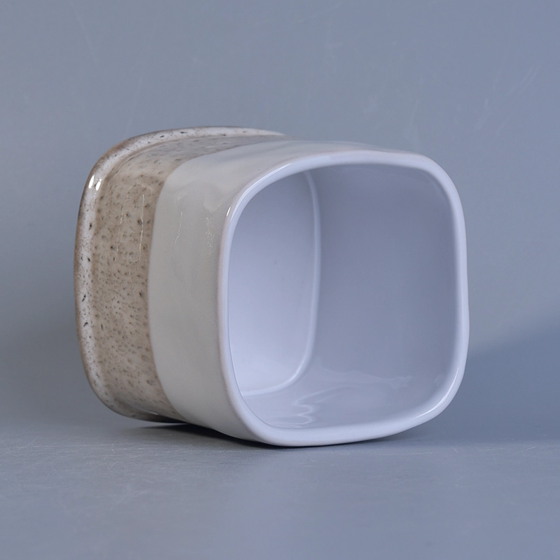Reactive glaze square ceramic candle vessel Reactive glaze square ceramic candle vessel