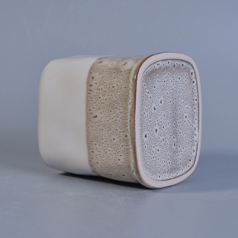 Reactive glaze square ceramic candle vessel Reactive glaze square ceramic candle vessel