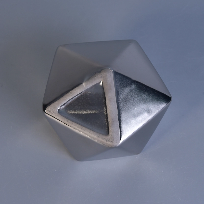 Unique silver diamond design ceramic jar for scent candle