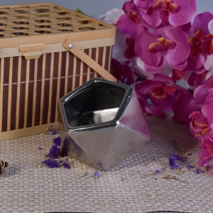 Unique silver diamond design ceramic jars for scent candles