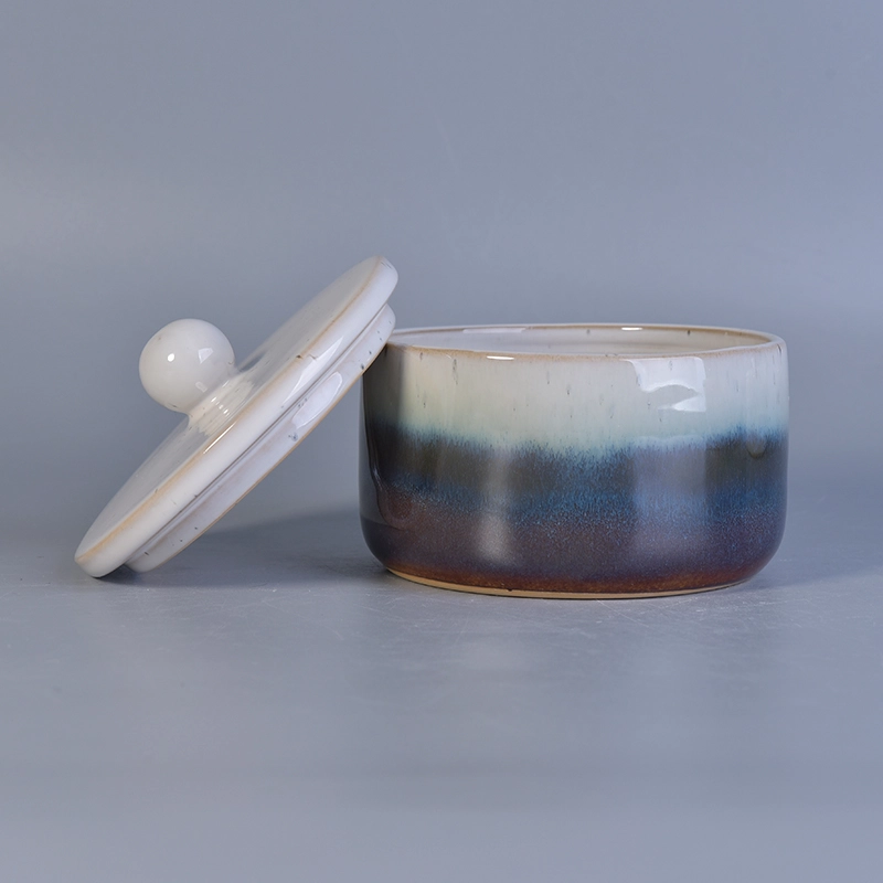 Transmutation glaze decorative ceramic candle jar with lids Transmutation glaze decorative ceramic candle jar with lids