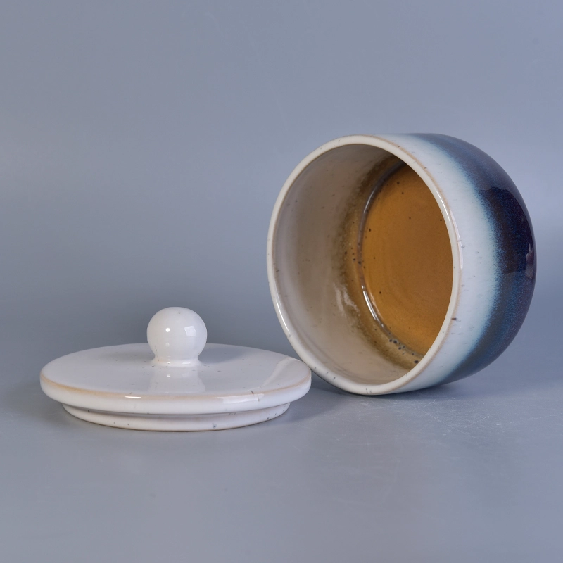 Transmutation glaze decorative ceramic candle jar with lids Transmutation glaze decorative ceramic candle jar with lids