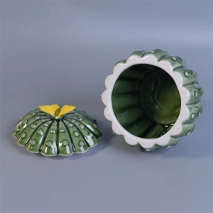 Portacandele decorativo cactus in ceramica con coperchio