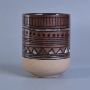 Μεταλλικό φινίρισμα χειροποίητο κεραμικό κερί με γεωμετρική βαφή