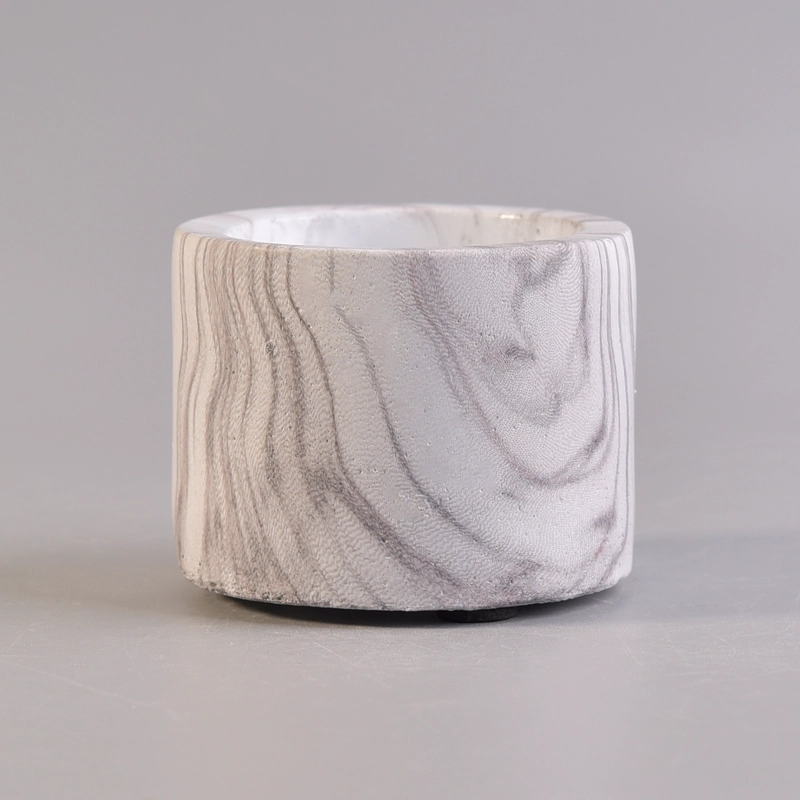 wooden effect concrete candle holder 