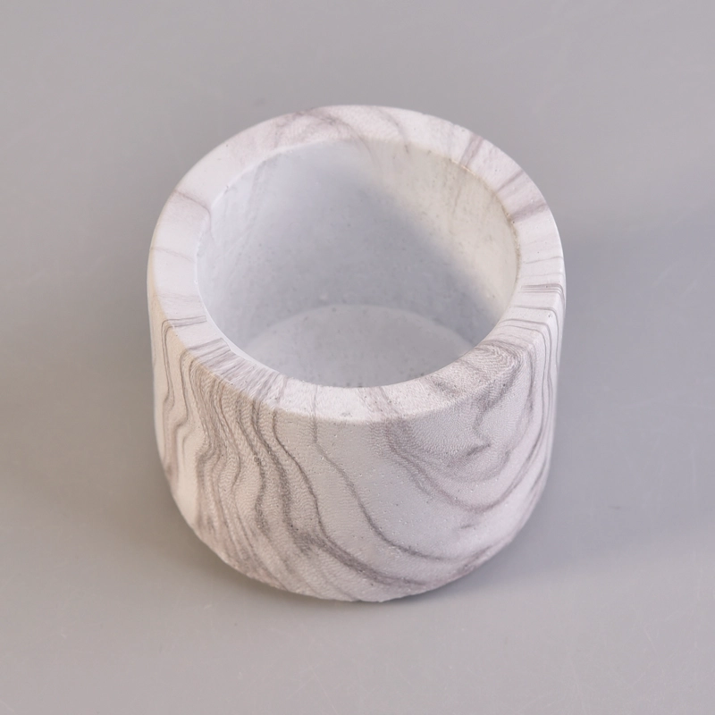 wooden effect concrete candle holder 