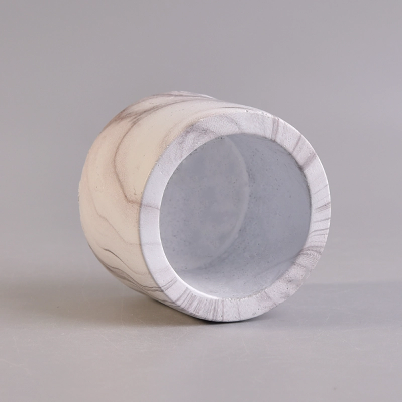 wooden effect concrete candle holder 