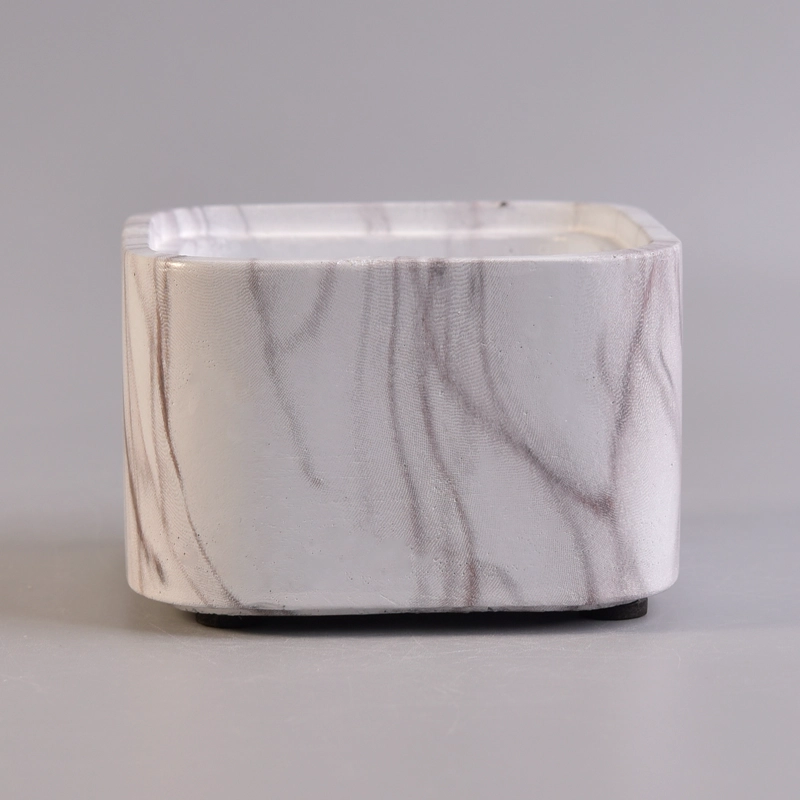 Popular shape hand painted tree pattern ceramic candle jars Hot sale marble candle vessel for home
