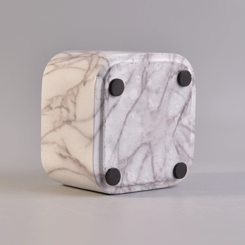Popular shape hand painted tree pattern ceramic candle jars Hot sale marble candle vessel for home