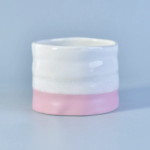Pot de bougie en céramique de remplissage de cire de 9 oz avec glaçage à la main