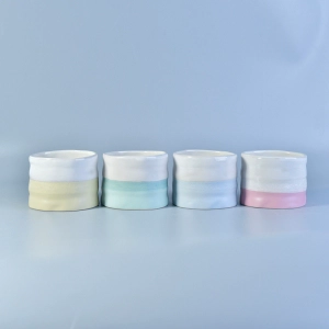 Pot de bougie en céramique de remplissage de cire de 9 oz avec glaçage à la main