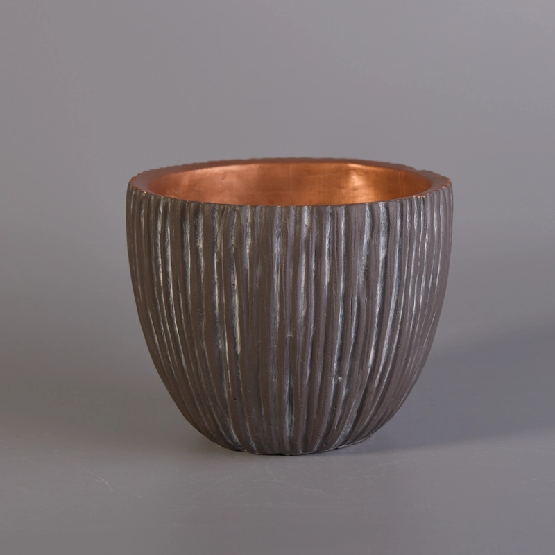 glass mason jar with handle and straw Low MOQ copper painted bowl design concrete candle vessel