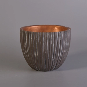 Low MOQ copper painted bowl design concrete candle vessel