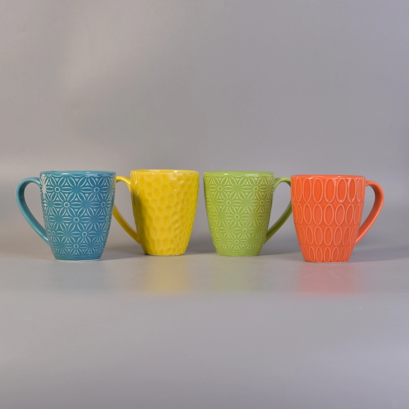 Orange wholesale ceramic candle cup with handle 