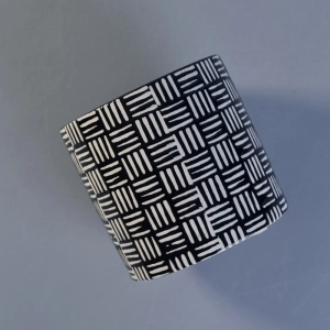 Itim na embossed pininturahan silindro ceramic kandila garapon pakyawan