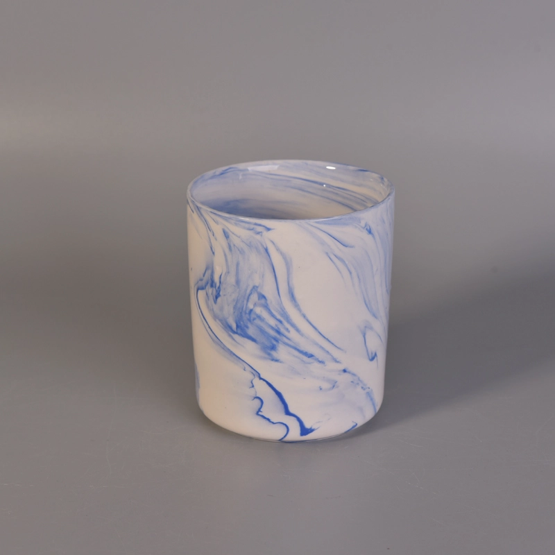 Best seller marble style ceramic candle canister jars wholesale