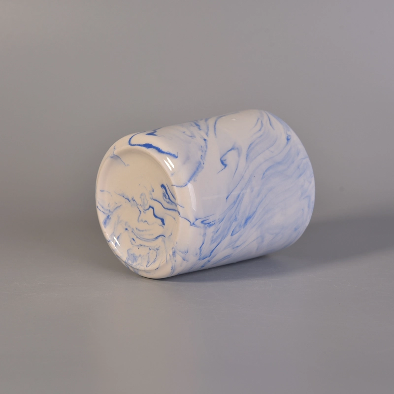 Best seller marble style ceramic candle canister jars wholesale
