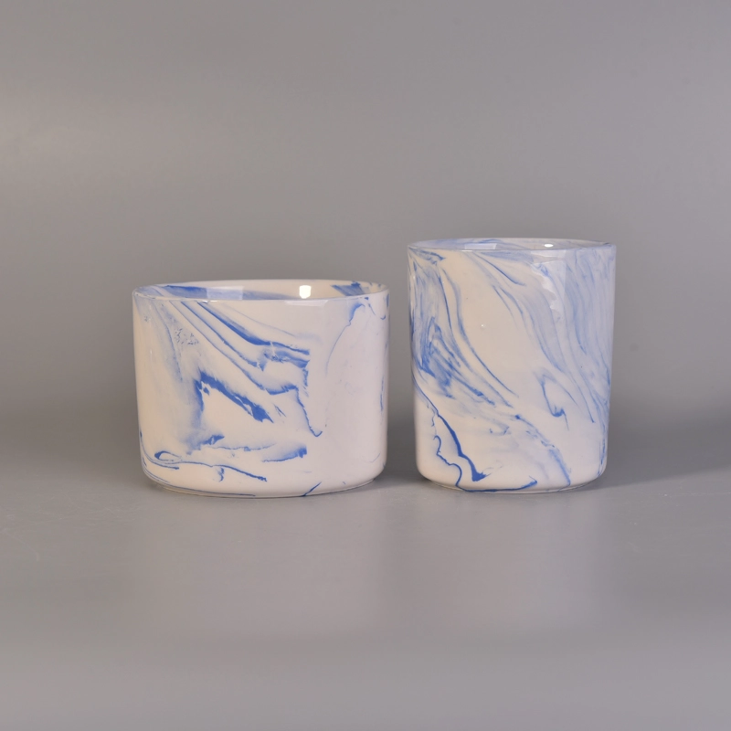 Best seller marble style ceramic candle canister jars wholesale