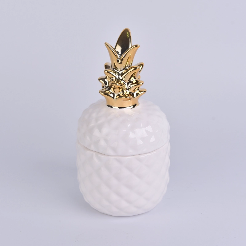 golden top ceramic pineapple shaped jar white glazed golden top ceramic pineapple shaped jar white glazed