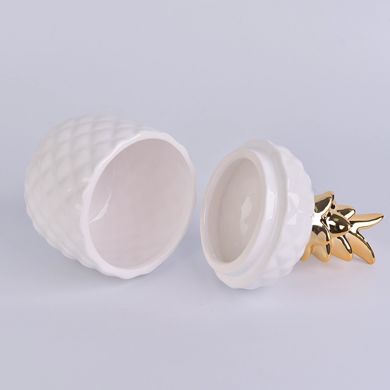 golden top ceramic pineapple shaped jar white glazed golden top ceramic pineapple shaped jar white glazed