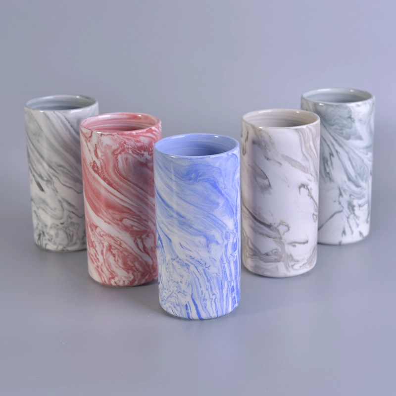 tall marbled ceramic candle holders