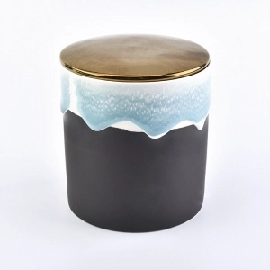 14oz customized ceramic candle jars with gold lid