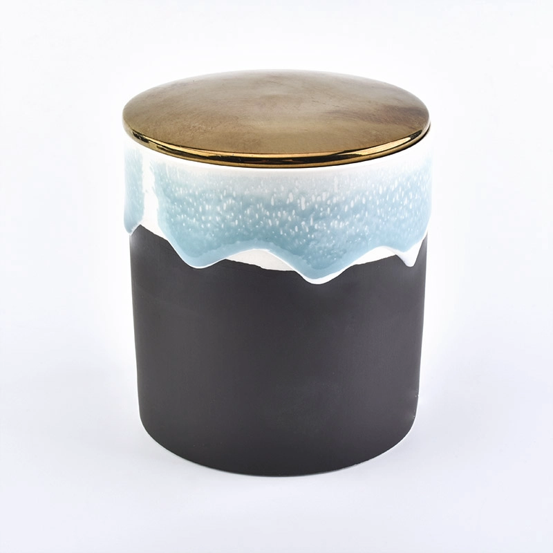 14oz customized ceramic candle jars with gold lid 14oz customized ceramic candle jars with gold lid