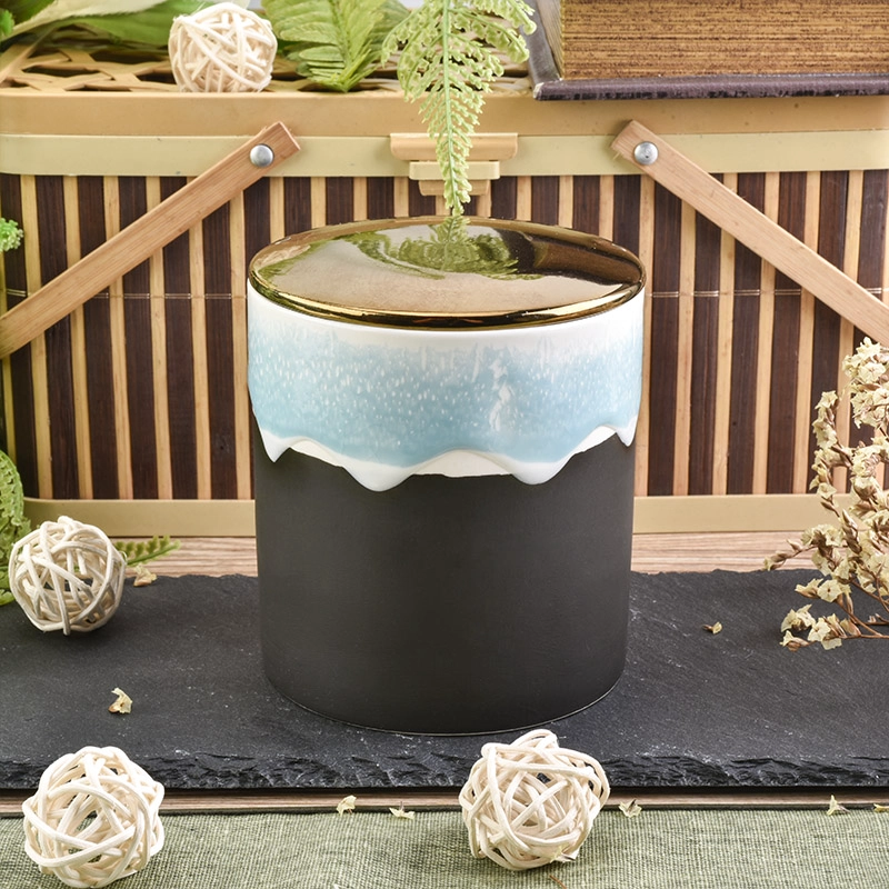 14oz customized ceramic candle jars with gold lid 14oz customized ceramic candle jars with gold lid