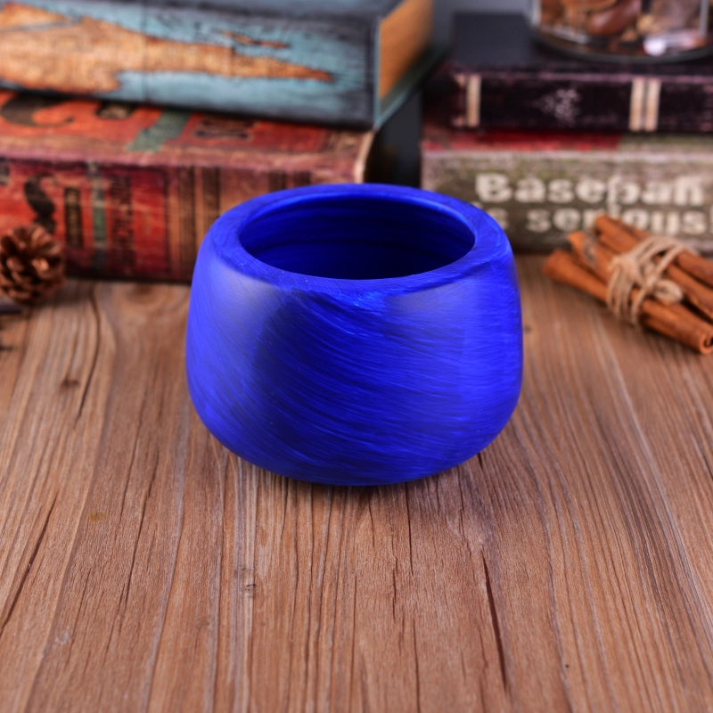Cobalt Blue Painting Handmade Ceramic Candle Jar