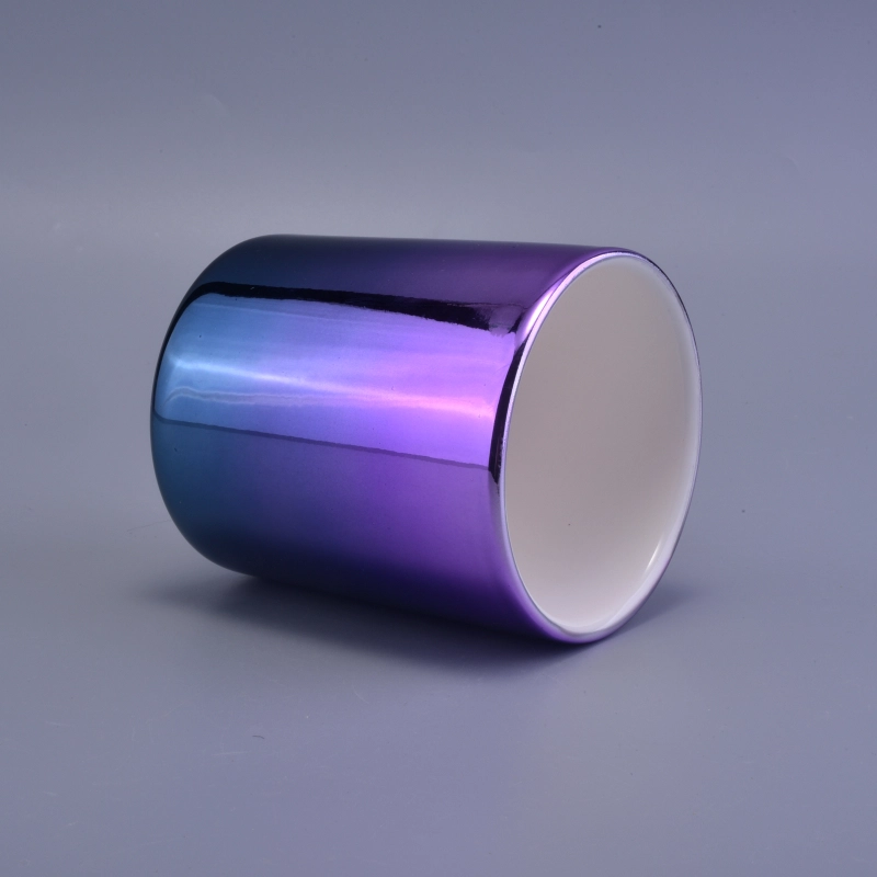 blue and purple gradient cylinder ceramic vessel for candles