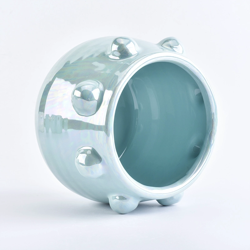 pearl glazing ceramic candle jar