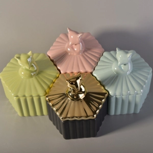 luxury home deco hex ceramic jar with lid