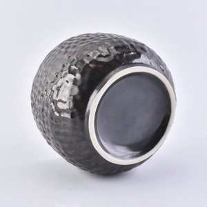 Manufacturer embossed Amber ceramic candle holder