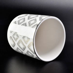 round bottom white ceramic jar with gold printing