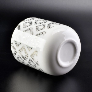round bottom white ceramic jar with gold printing