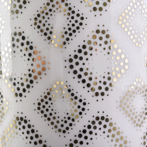 round bottom white ceramic jar with gold printing