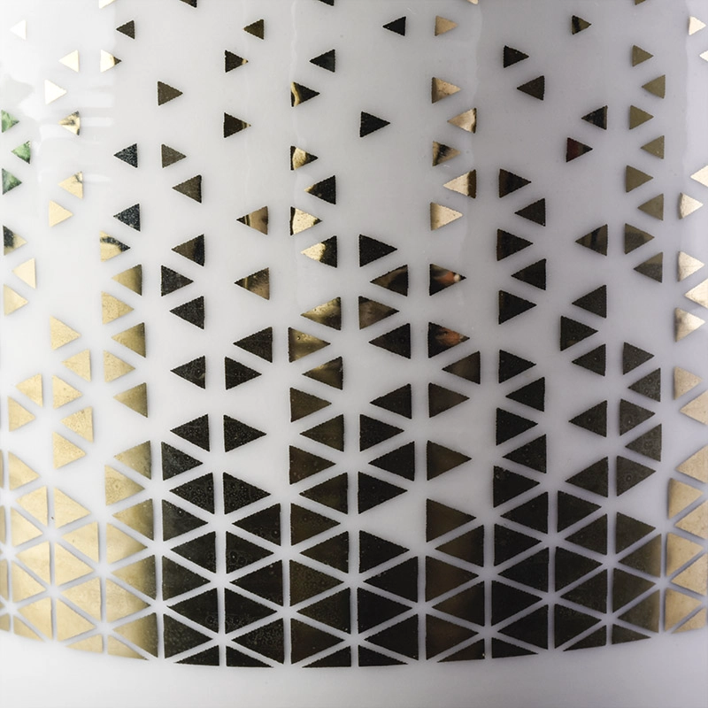 gold printed decoration white ceramic candle holders with round bottom