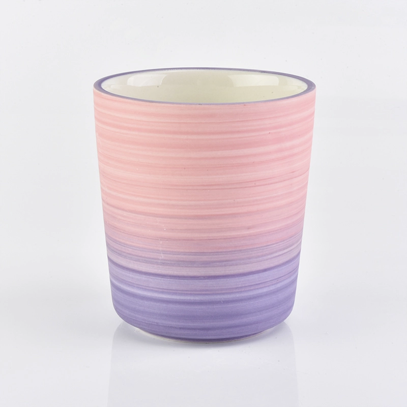 V shaped colorful glazing 347ml ceramic candle holders