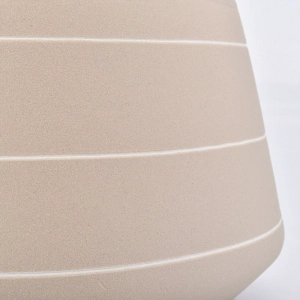 680ml yellow ceramic candle container with white lines