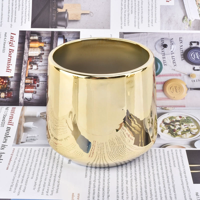 16oz golden electroplating ceramic candle jars