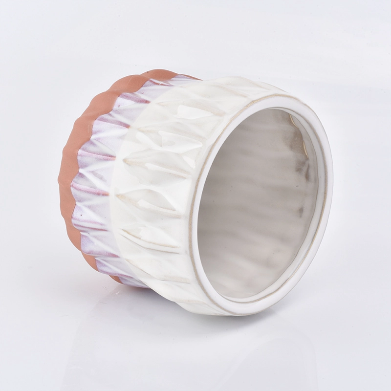 Powder white series ceramic candle holder for home decoration