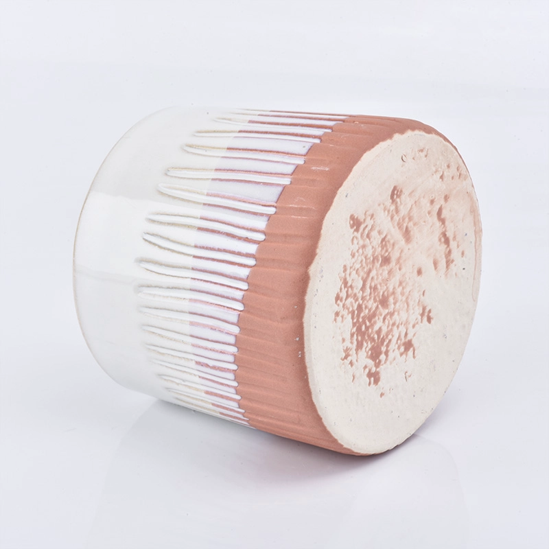 Orange glazed ceramic empty candle jar 500ml 