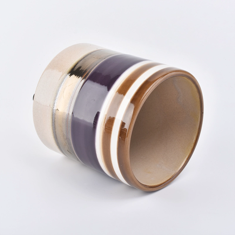Colorful cylinder ceramic candle jar 580ml