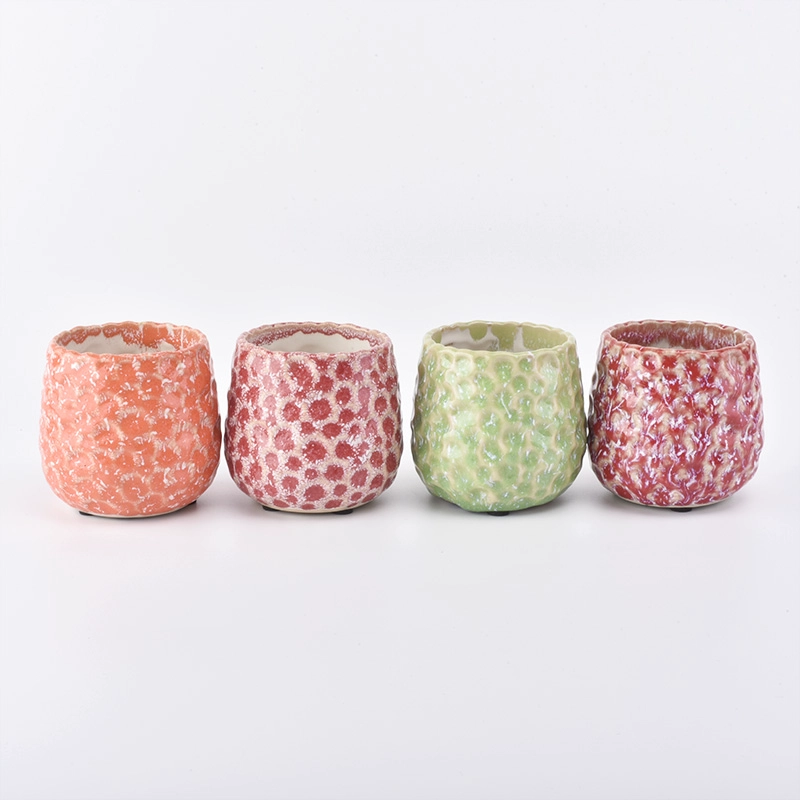 snow effect pink ceramic candle jars