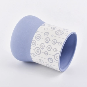 Ceramic candle jar blue and white color with unique pattern