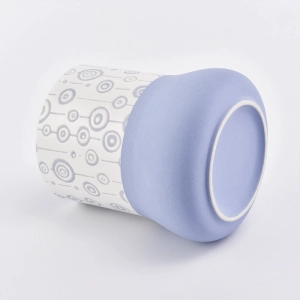 Ceramic candle jar blue and white color with unique pattern