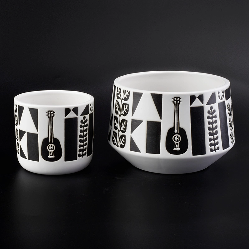 1L ceramic black guitar decorated candle jars