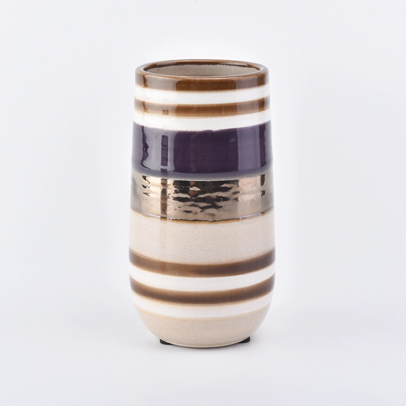 12oz long ceramic candle holders with gold printing