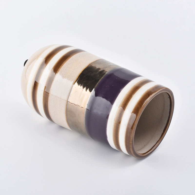 12oz long ceramic candle holders with gold printing