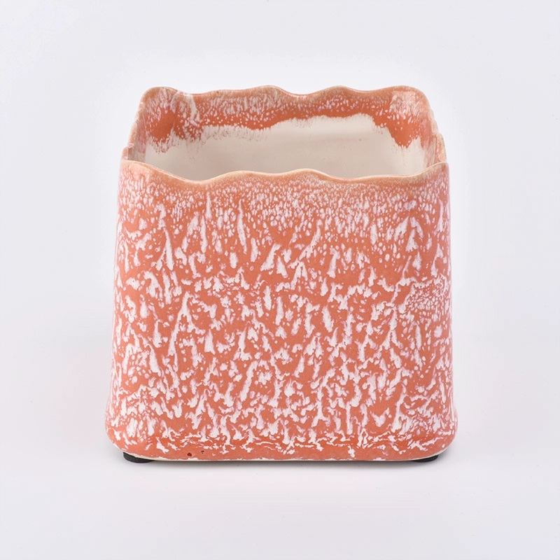 Amber glazed square ceramic candle jar Amber glazed square ceramic candle jar